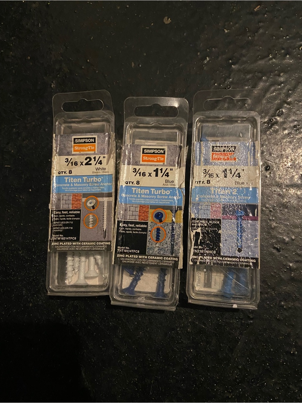 Titen Turbo Concrete & Masonry Anchors Screws White & Blues Total 18